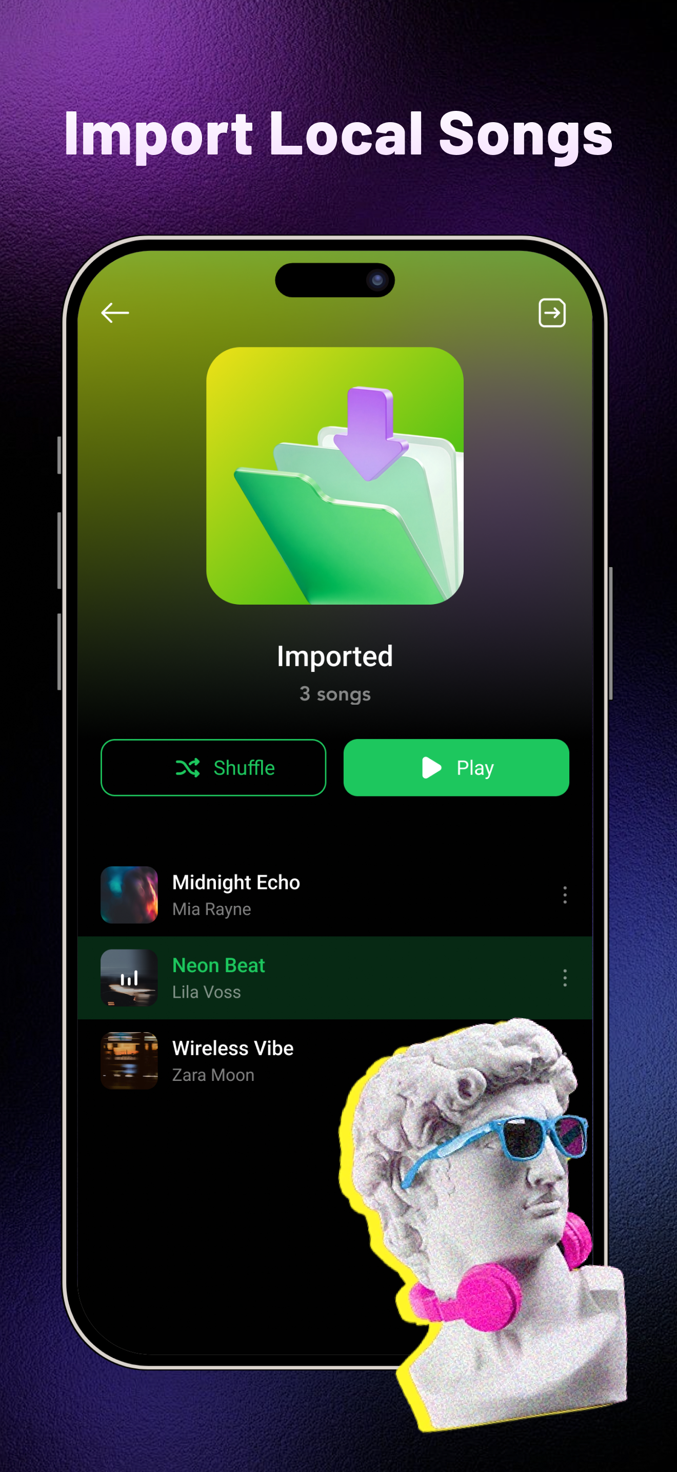 Runo Pro import local songs screen